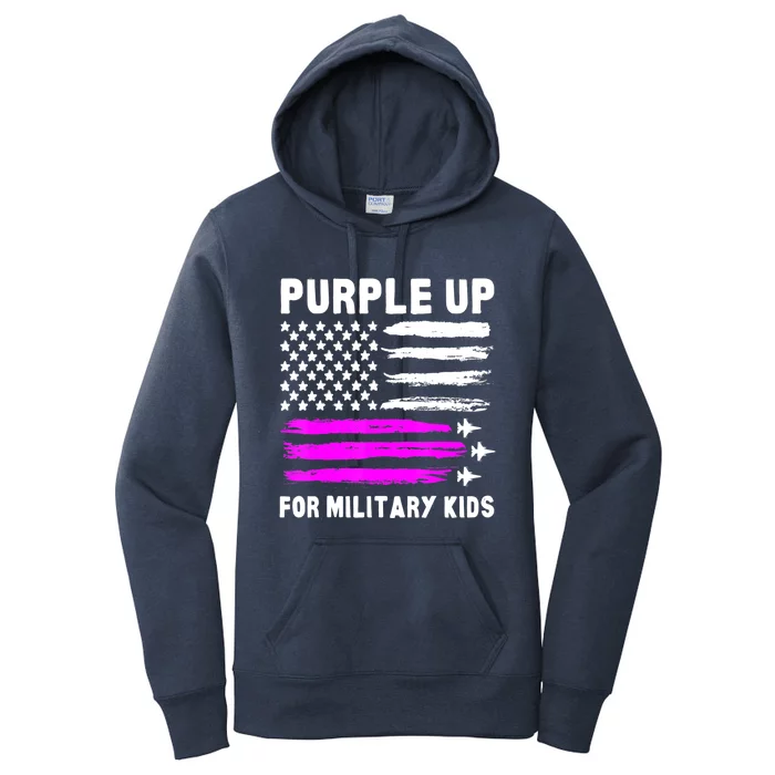 Purple Up US Flag Fighter Jet Military Military Child Women's Pullover Hoodie