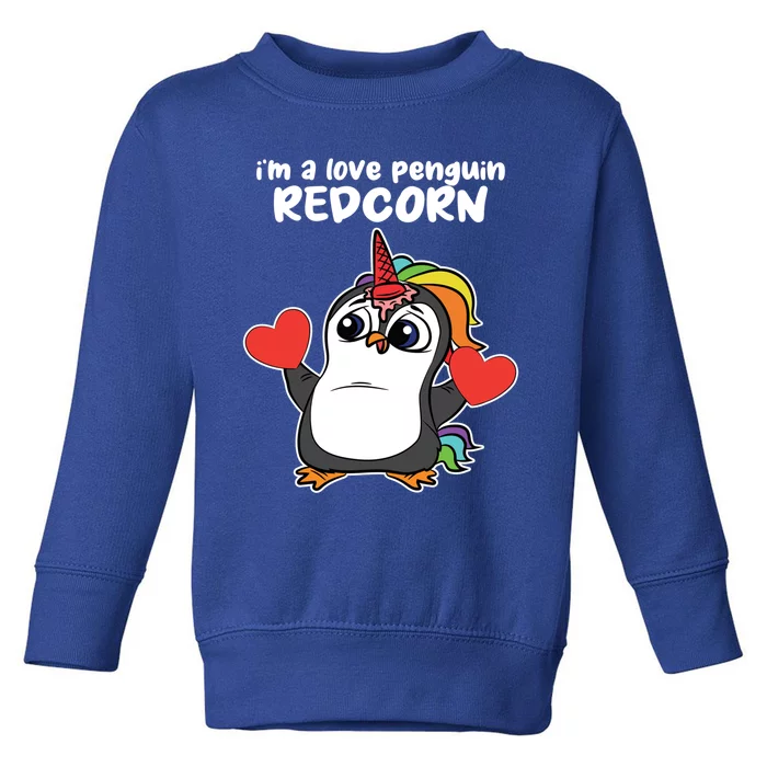 Penguin Unicorn Valentines Day Cute Magical Mystical Animal Gift Toddler Sweatshirt