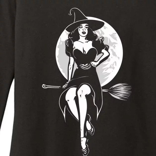 Pin Up Witch Halloween Pinup Halloween Womens CVC Long Sleeve Shirt