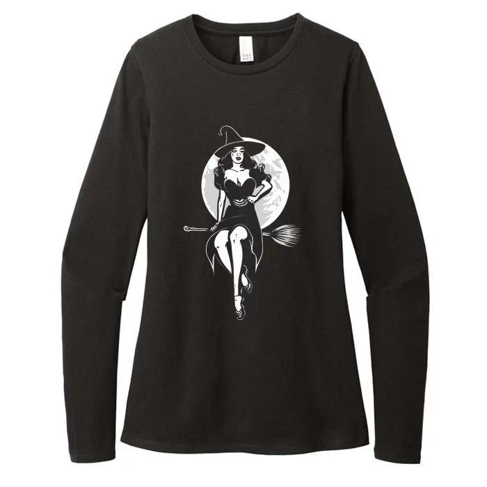 Pin Up Witch Halloween Pinup Halloween Womens CVC Long Sleeve Shirt