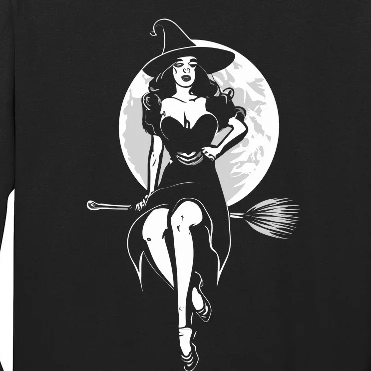 Pin Up Witch Halloween Pinup Halloween Tall Long Sleeve T-Shirt