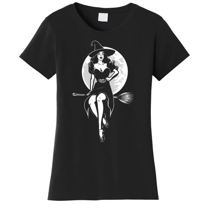 Pin Up Witch Halloween Pinup Halloween Women's T-Shirt