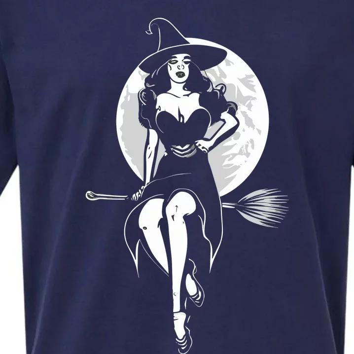 Pin Up Witch Halloween Pinup Halloween Sueded Cloud Jersey T-Shirt