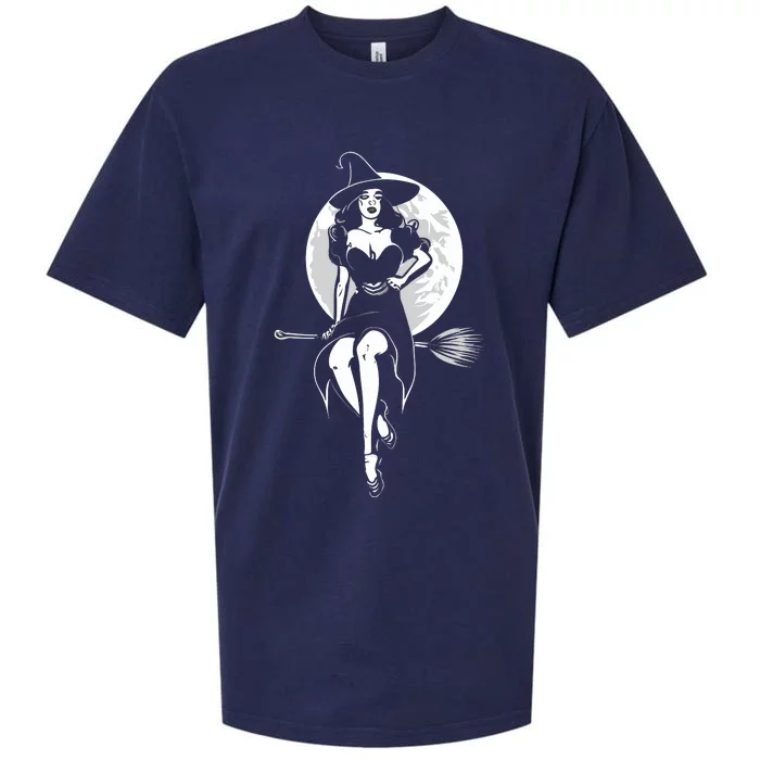 Pin Up Witch Halloween Pinup Halloween Sueded Cloud Jersey T-Shirt