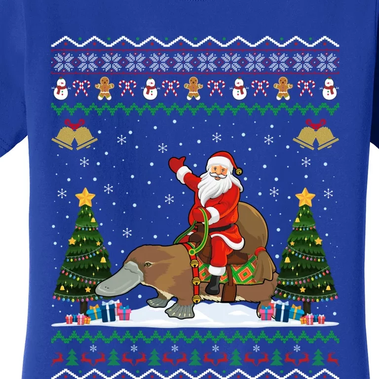 Platypus Ugly Xmas Gift Santa Riding Platypus Christmas Great Gift Women's T-Shirt