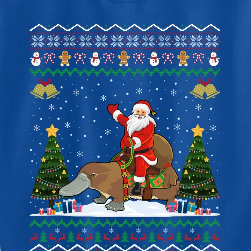 Platypus Ugly Xmas Gift Santa Riding Platypus Christmas Great Gift Kids Sweatshirt