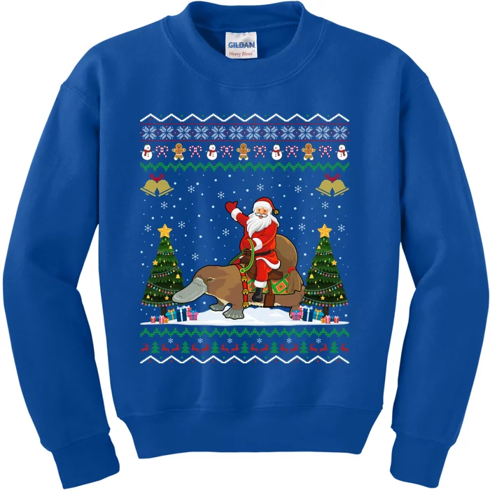 Platypus Ugly Xmas Gift Santa Riding Platypus Christmas Great Gift Kids Sweatshirt