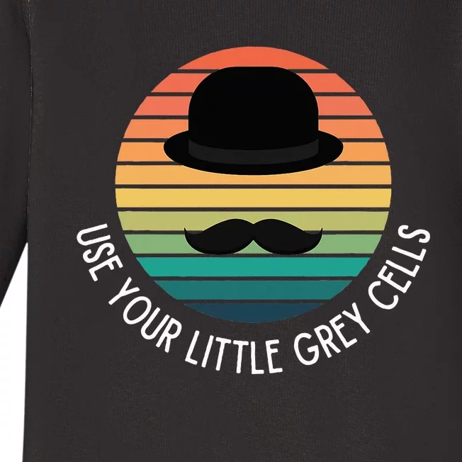 Poirot Use Your Little Grey Cells Baby Long Sleeve Bodysuit