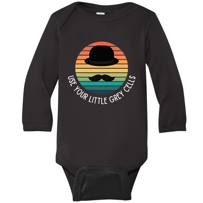 Poirot Use Your Little Grey Cells Baby Long Sleeve Bodysuit