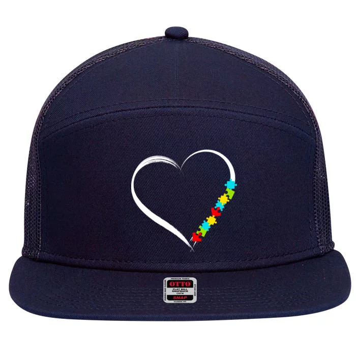 Puzzle Of Love Autism Awareness 7 Panel Mesh Trucker Snapback Hat