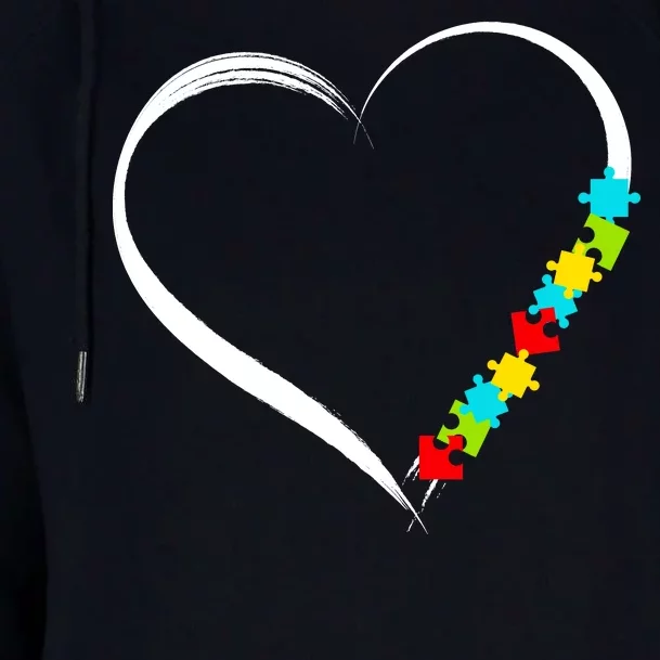 Puzzle Of Love Autism Awareness Womens Funnel Neck Pullover Hood