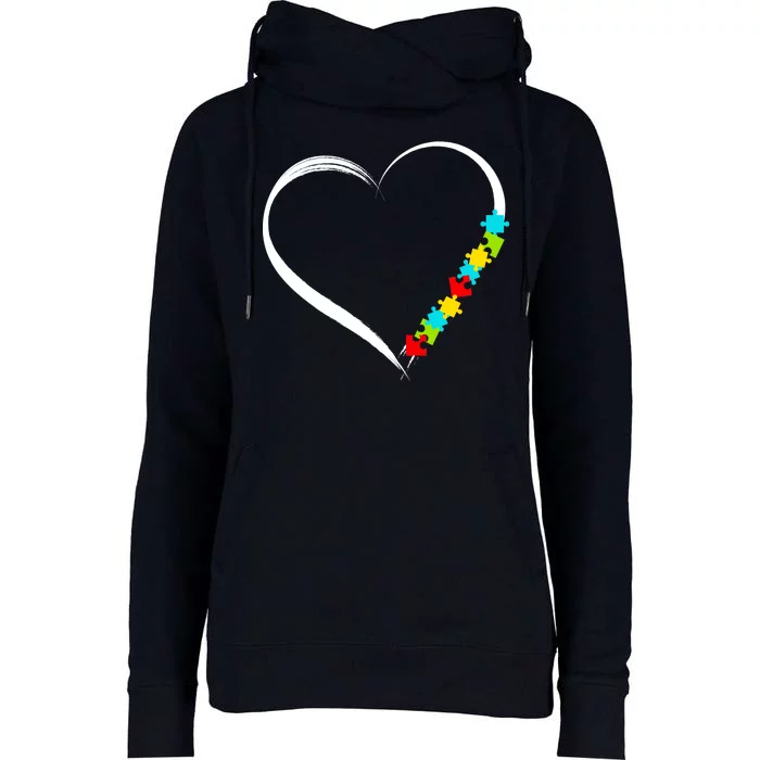 Puzzle Of Love Autism Awareness Womens Funnel Neck Pullover Hood