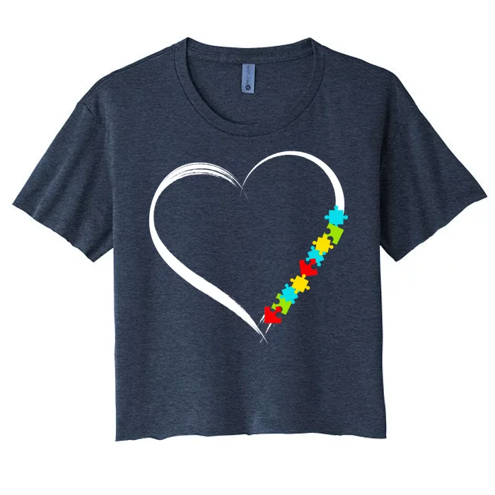 Puzzle Of Love Autism Awareness Women's Crop Top Tee