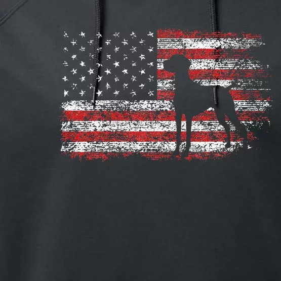 Patriotic Vizsla 4th of July Dog Lover Performance Fleece Hoodie