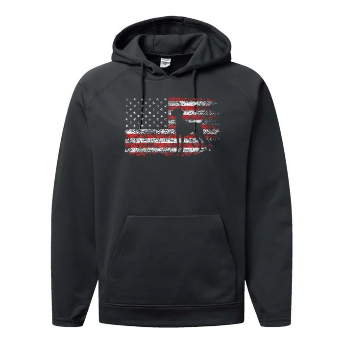 Patriotic Vizsla 4th of July Dog Lover Performance Fleece Hoodie