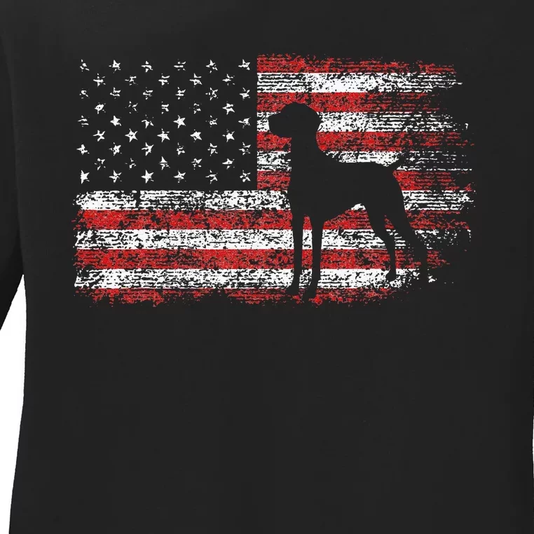 Patriotic Vizsla 4th of July Dog Lover Ladies Long Sleeve Shirt