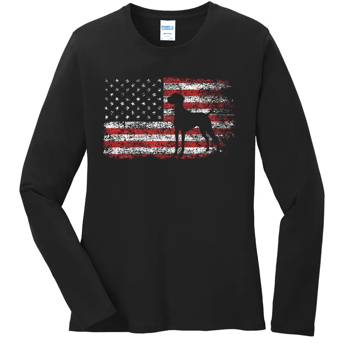 Patriotic Vizsla 4th of July Dog Lover Ladies Long Sleeve Shirt