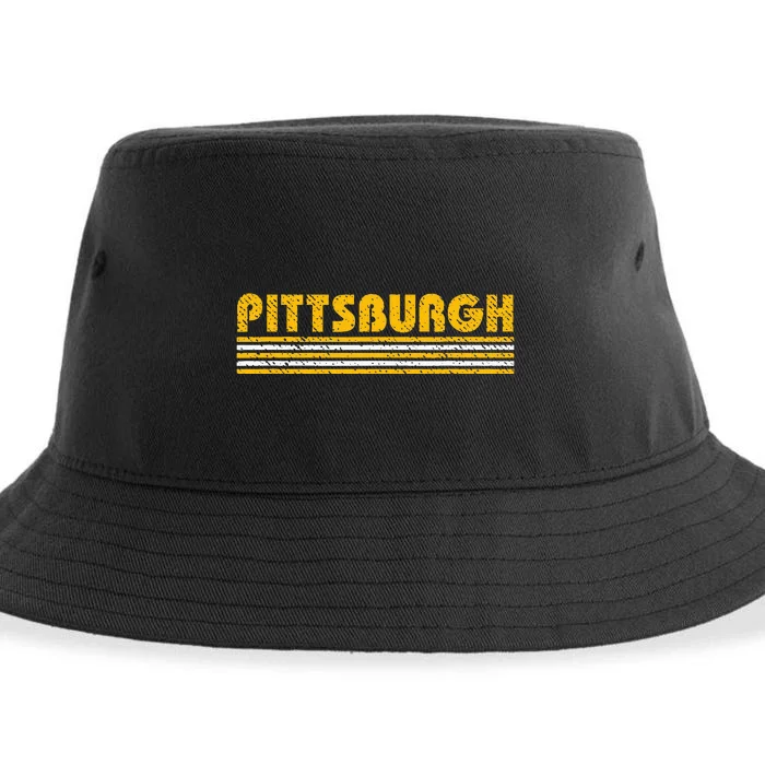 Pittsburgh Vintage 80s Retro Style Sustainable Bucket Hat