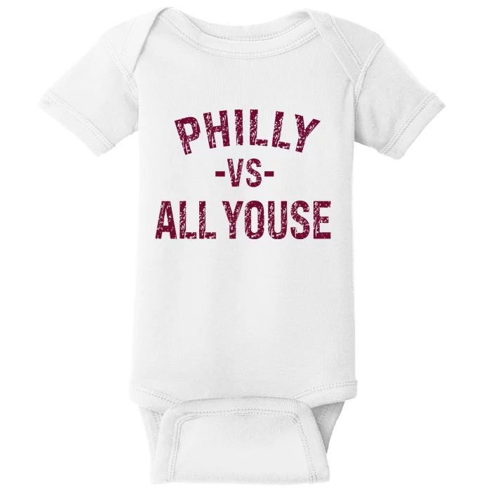 P.H.I.L.L.Y Vs All Youse Funny Vintage Philadelphia Fan Baby Bodysuit