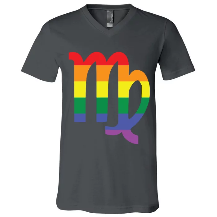 Proud Virgo Astrology LGBTQ Zodiac Sign Horoscope Design V-Neck T-Shirt