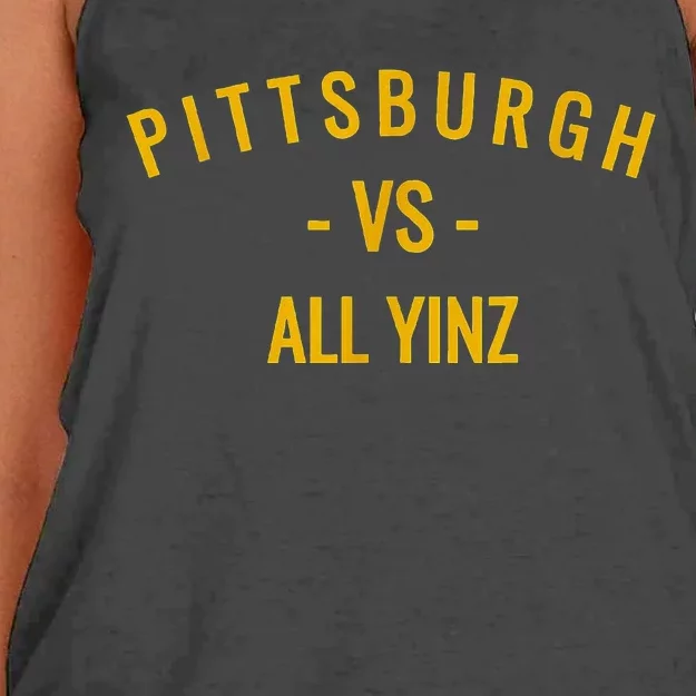 Pittsburgh V.S All Yinz Women's Knotted Racerback Tank