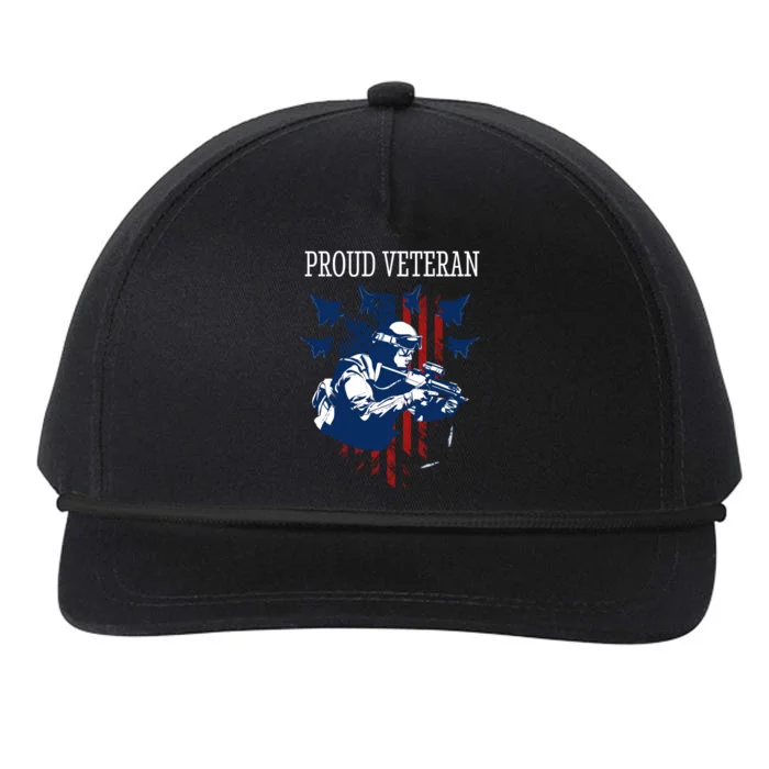 Proud Veteran Airstrike Combat Snapback Five-Panel Rope Hat