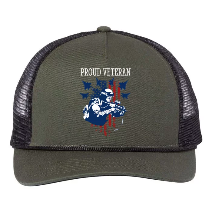 Proud Veteran Airstrike Combat Retro Rope Trucker Hat Cap