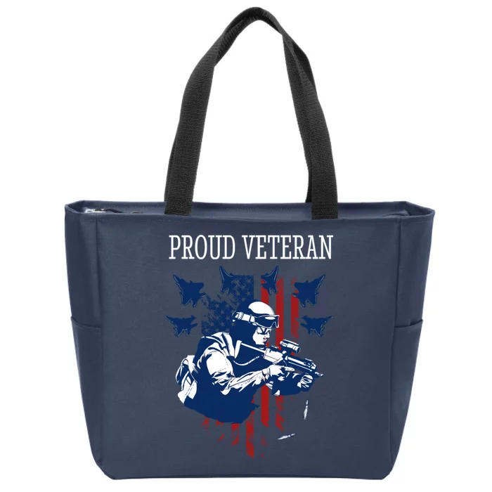 Proud Veteran Airstrike Combat Zip Tote Bag