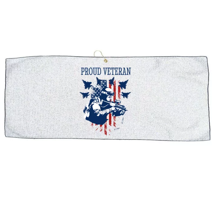 Proud Veteran Airstrike Combat Large Microfiber Waffle Golf Towel