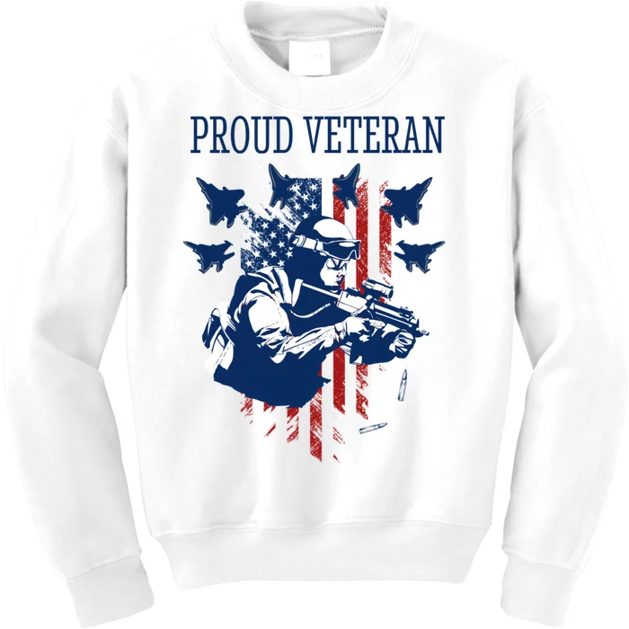 Proud Veteran Airstrike Combat Kids Sweatshirt