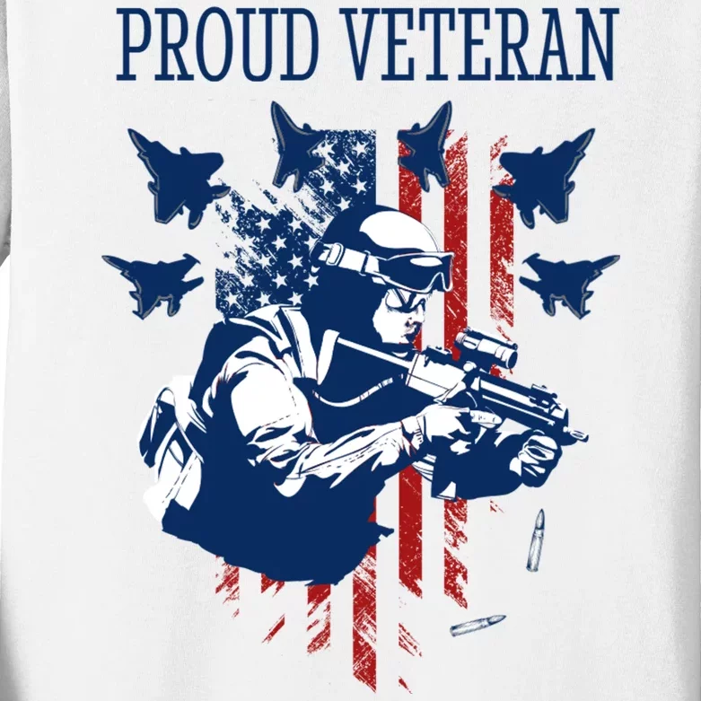 Proud Veteran Airstrike Combat Kids Long Sleeve Shirt