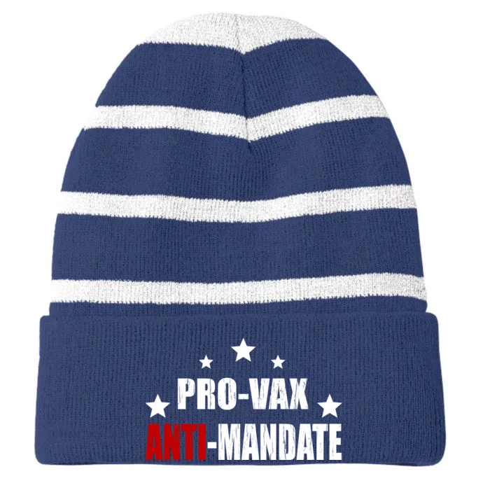 Pro Vax Anti Mandate Striped Beanie with Solid Band