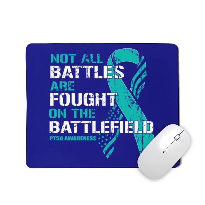 Patriotic Veteran American Flag Teal Ribbon Warrior Ptsd Gift Mousepad