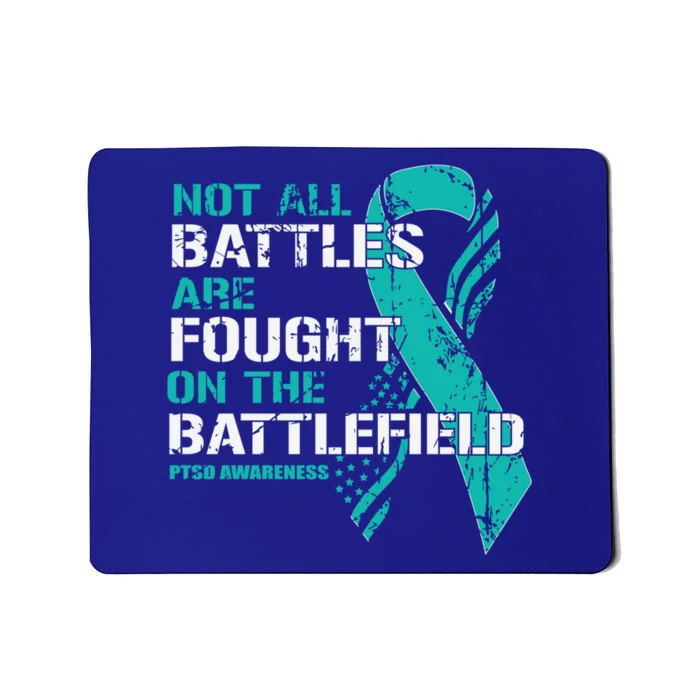 Patriotic Veteran American Flag Teal Ribbon Warrior Ptsd Gift Mousepad