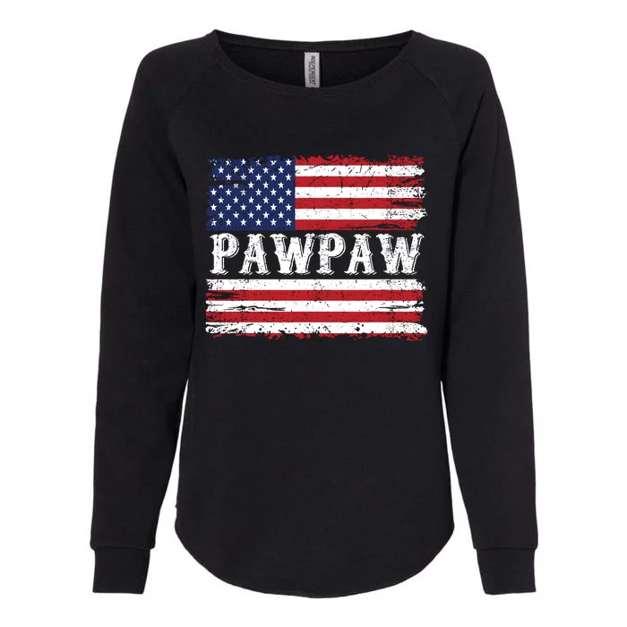 Pawpaw Vintage American Flag Patriotic Funny 4th Of July Womens California Wash Sweatshirt