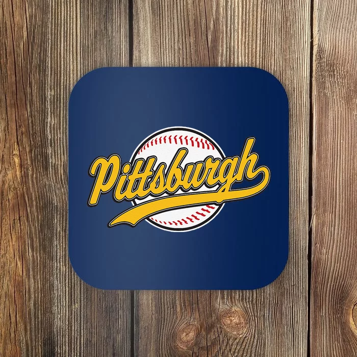 Pittsburgh Vintage Baseball Throwback Retro Design Coaster