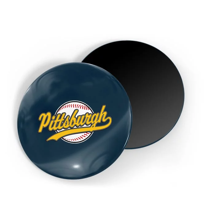 Pittsburgh Vintage Baseball Throwback Retro Design Magnet