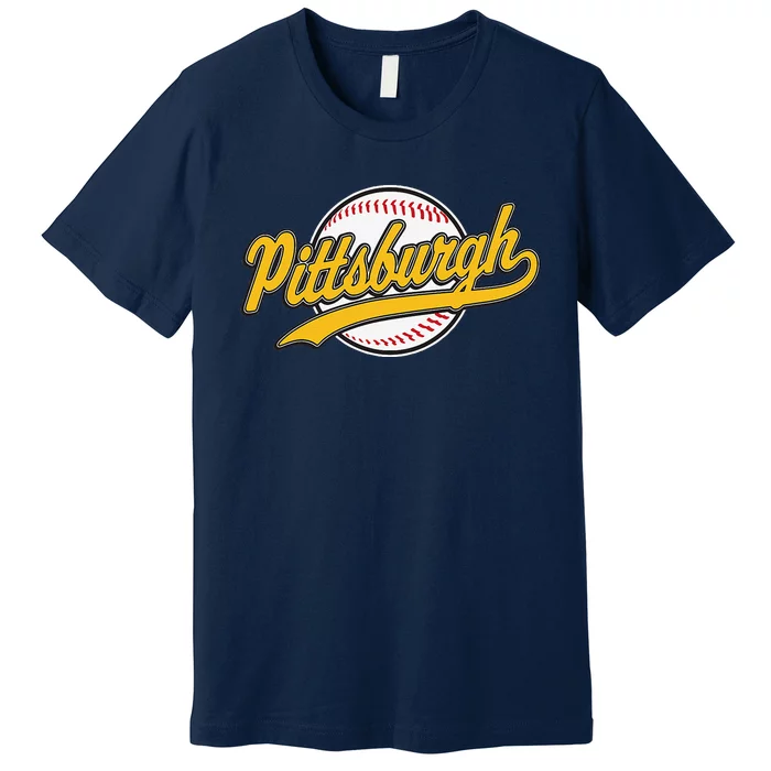 Pittsburgh Vintage Baseball Throwback Retro Design Premium T-Shirt