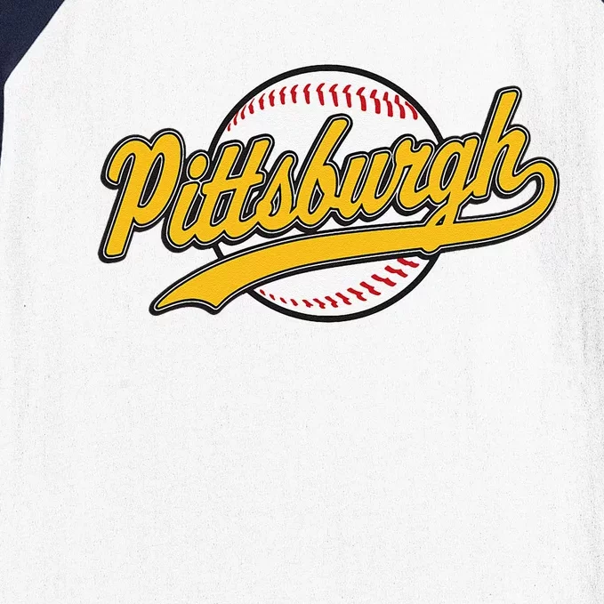 Pittsburgh Vintage Baseball Throwback Retro Design Baseball Sleeve Shirt