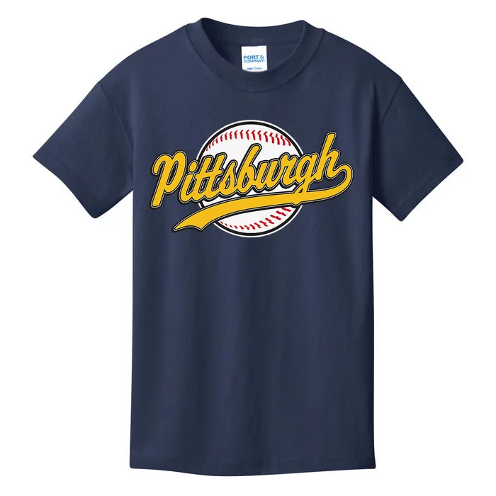 Pittsburgh Vintage Baseball Throwback Retro Design Kids T-Shirt