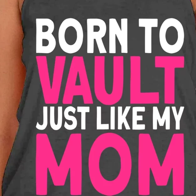 Pole Vaulter Born To Vault Just Like My Mom Pole Vault Funny Gift Women's Knotted Racerback Tank