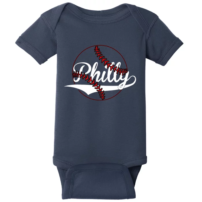 Philly Vintage Baseball Lovers Baseball Fans Baby Bodysuit