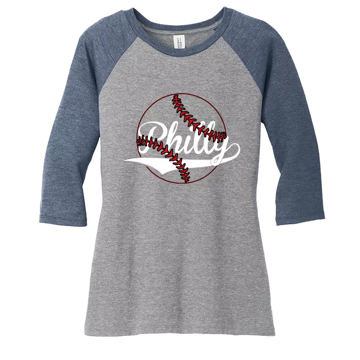 Philly Vintage Baseball Lovers Baseball Fans Women's Tri-Blend 3/4-Sleeve Raglan Shirt