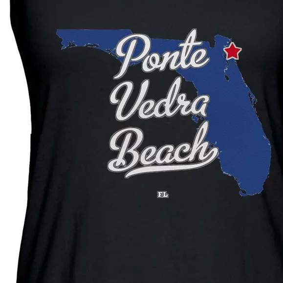 Ponte Vedra Beach Florida Jacksonville FL Map Ladies Essential Flowy Tank