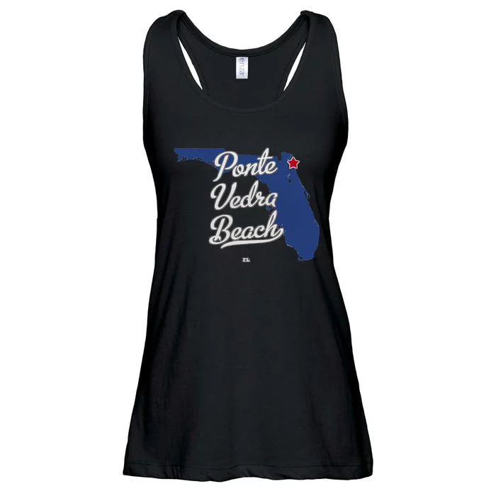 Ponte Vedra Beach Florida Jacksonville FL Map Ladies Essential Flowy Tank