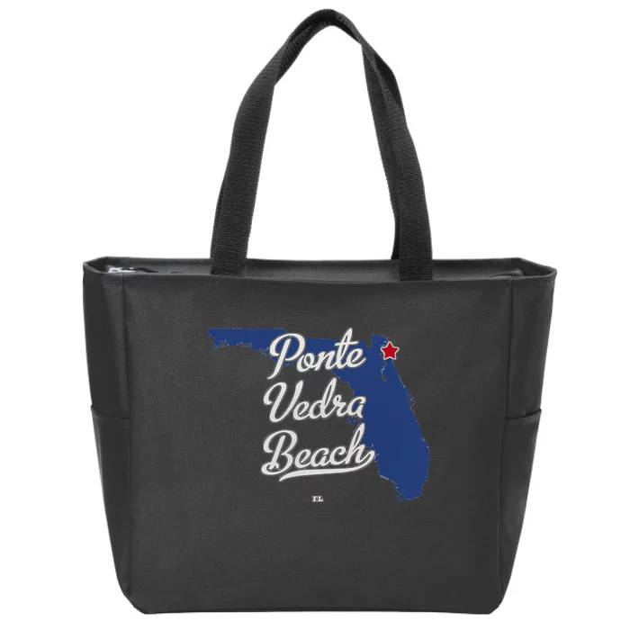 Ponte Vedra Beach Florida Jacksonville FL Map Zip Tote Bag