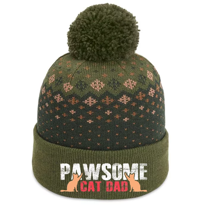 PAWSOME Vintage Best Cat Dad Ever Cat Daddy Gift The Baniff Cuffed Pom Beanie