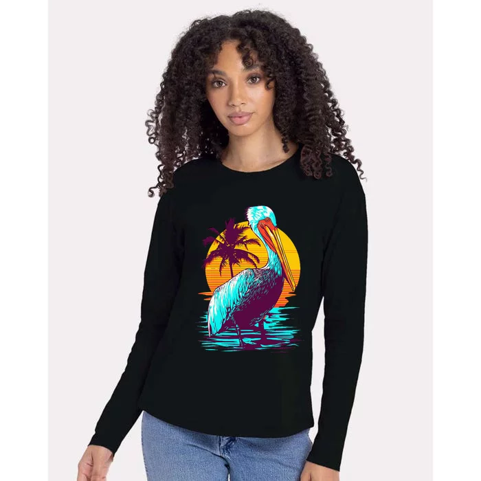 Pelican Vintage Bird Graphic Pelican Womens Cotton Relaxed Long Sleeve T-Shirt