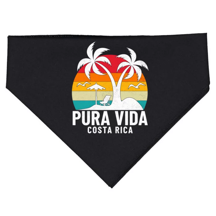 Pura Vida Beach Costa Rica Vintage Family Vacation Summer Cute Gift USA-Made Doggie Bandana