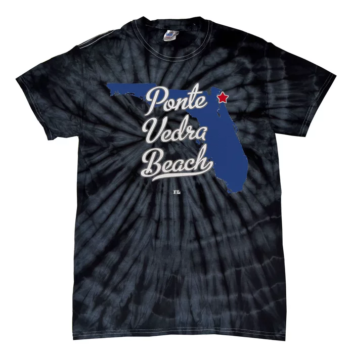 Ponte Vedra Beach Florida Jacksonville FL Map Tie-Dye T-Shirt